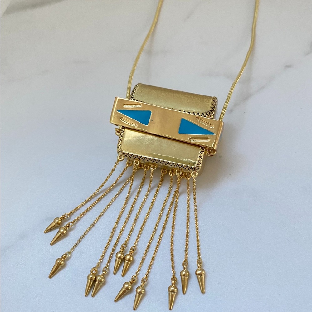 Turquoise Gold Secret Compartment Necklace